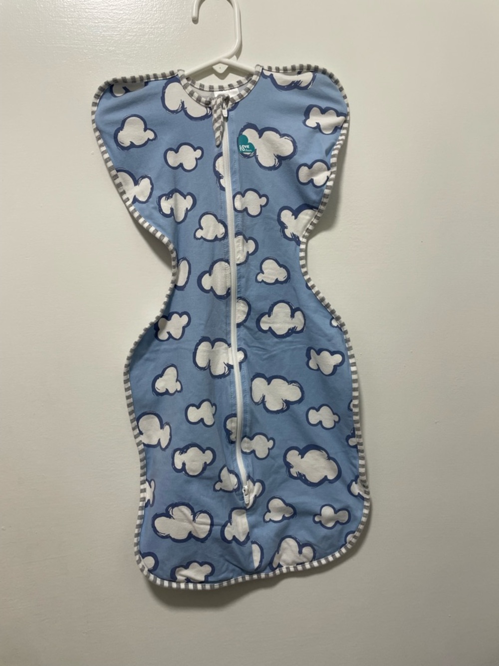 Love to dream Blue Cloud Swaddle Sleep Sack with Zipper